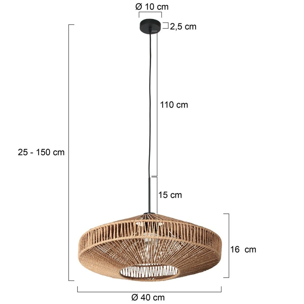 Pendellampe Ropex mit Rattan-Schattierung Ø40 cm Steinhauer 8712746182774