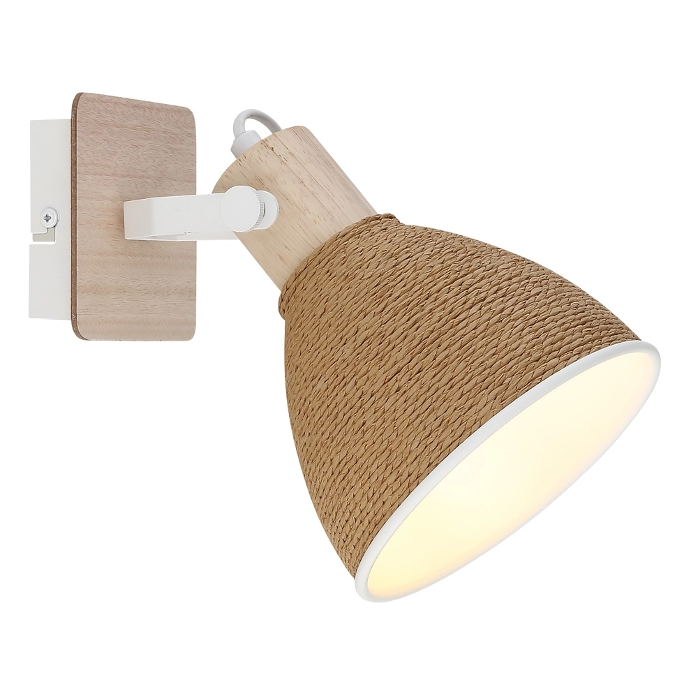 Wandlicht Lyndon Weiß mit Rattan