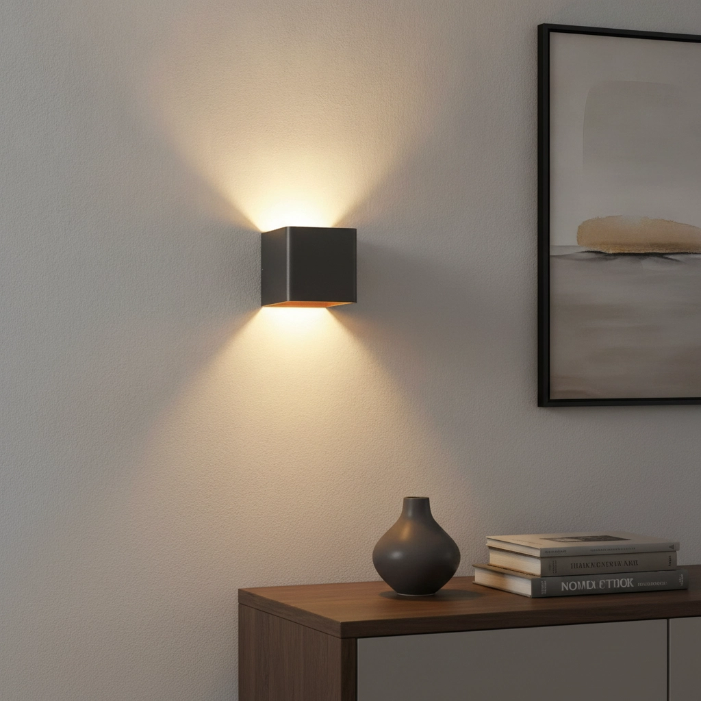 LED auf und ab Licht Fulda 6W - 2700k - 10 cm schwarz mit gold