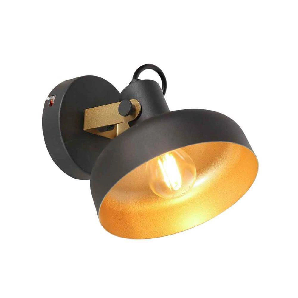 Wandleuchte Prato schwarz mit gold Steinhauer 8712746176377