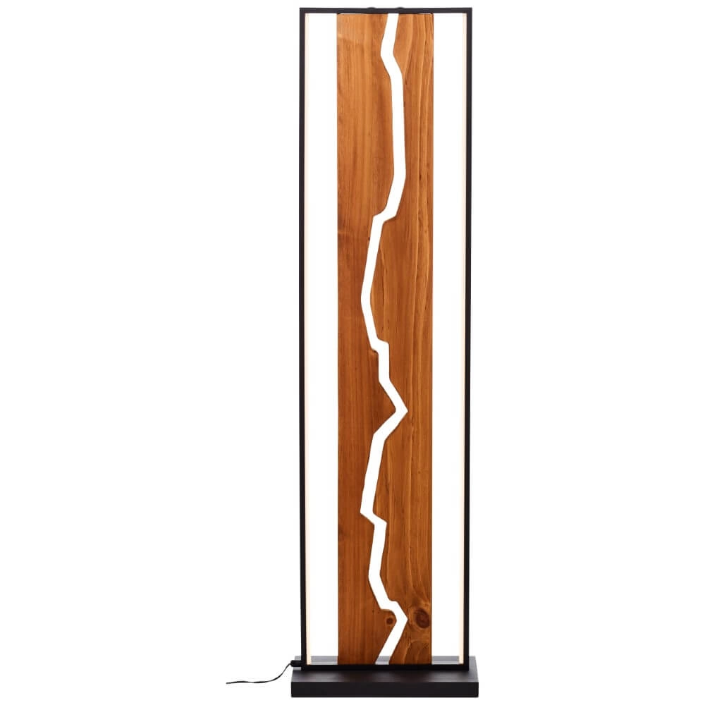 Designer-Stehleuchte Thunder schwarz mit Holz