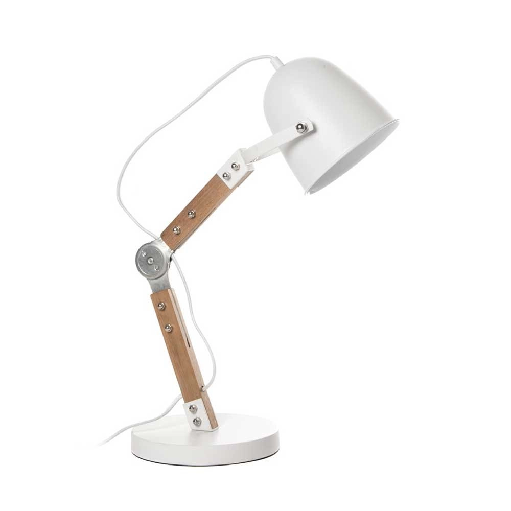 Ländliche Schreibtischlampe Cooper weiß mit Holz Artdelight 8719831732630