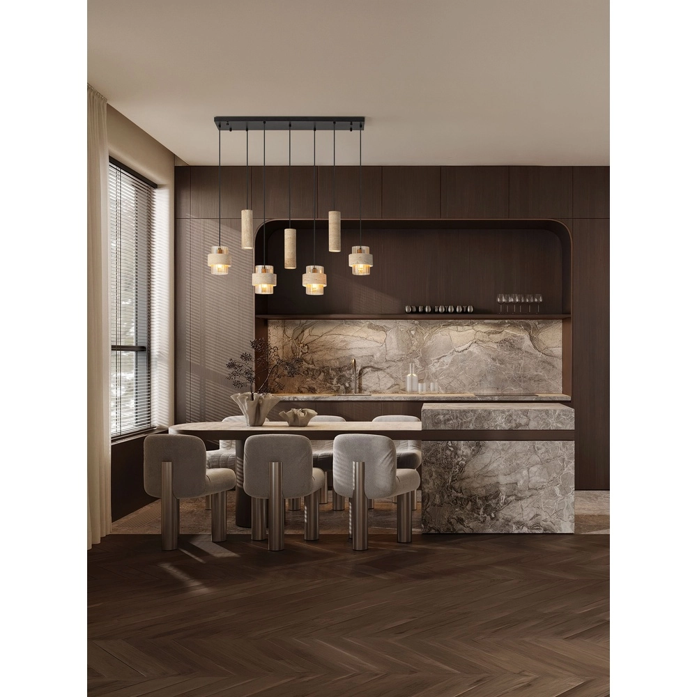 7-Licht Pendellampe Melony Moderner Sandbraun