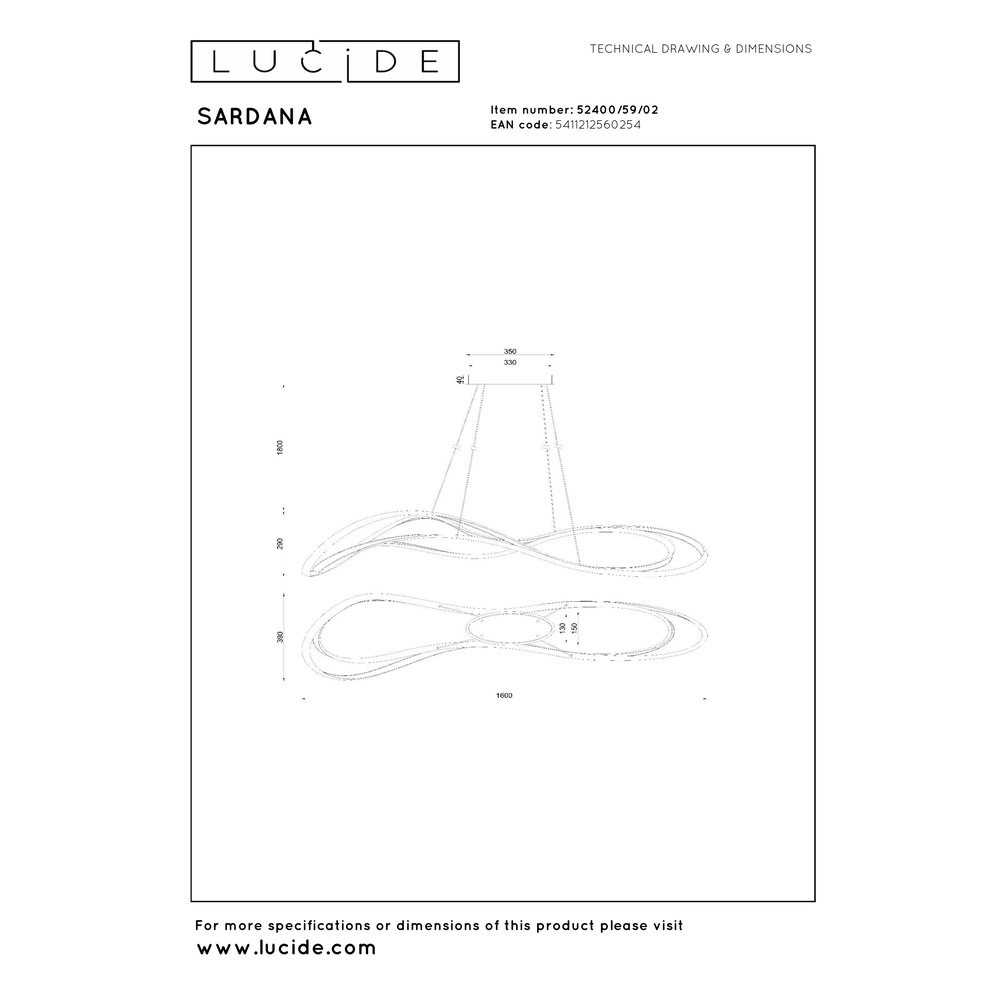 Design-Pendellampe Sardana Curl Gold Premium by Lucide 5411212560254