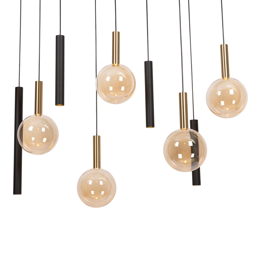 12-Licht Pendellampe Josiane Schwarz mit Gold Lucide Vibes 5411212212160