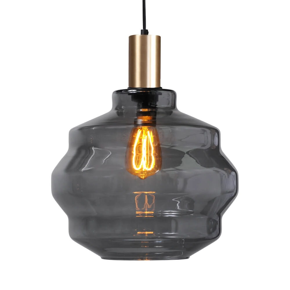 Hängelampe Gold Porto mit Kugelrauchglas - Ø 30cm