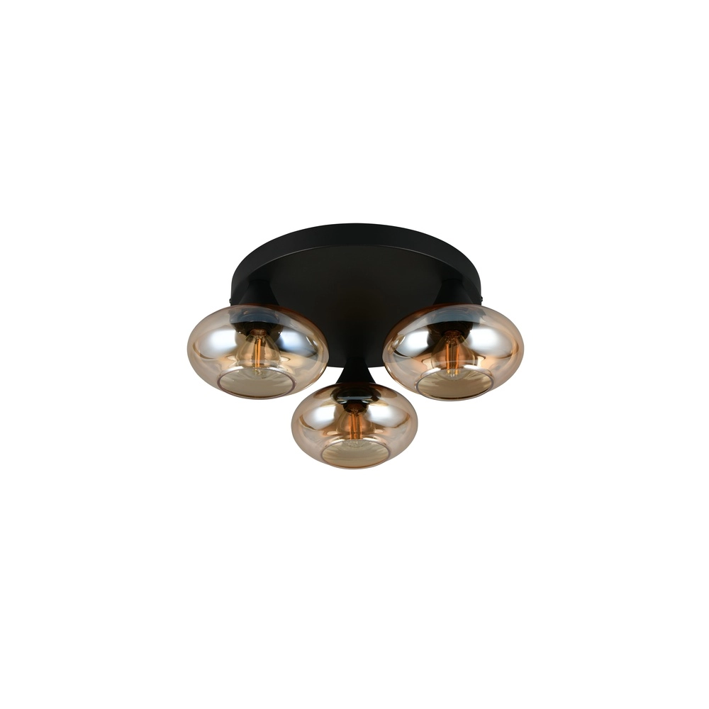 Deckenlampe Divina schwarz mit Braunglas Trio 4017807667363