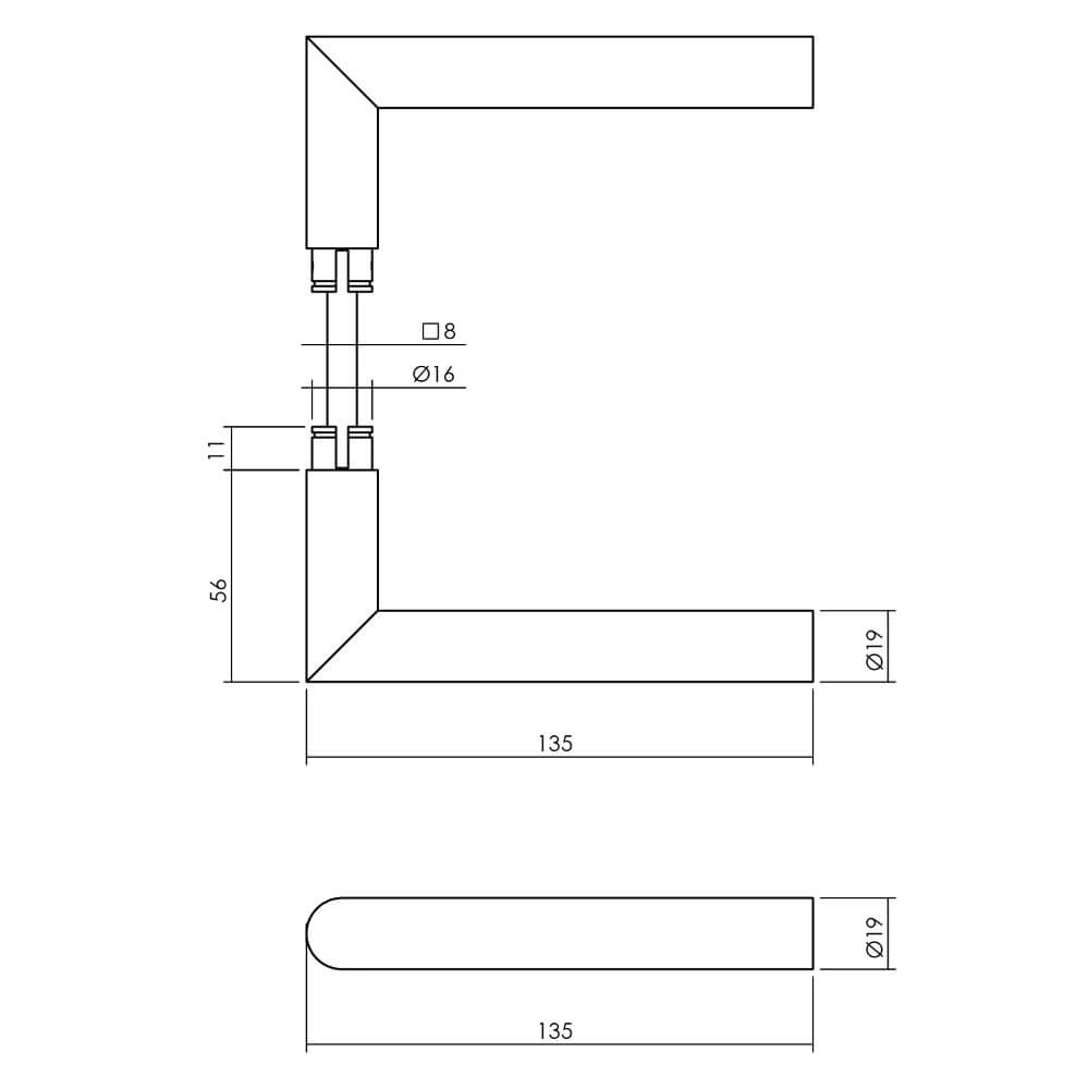 Hintertür-Hardware Jura Quadratisches Messing getrommelt Intersteel 8714186696811