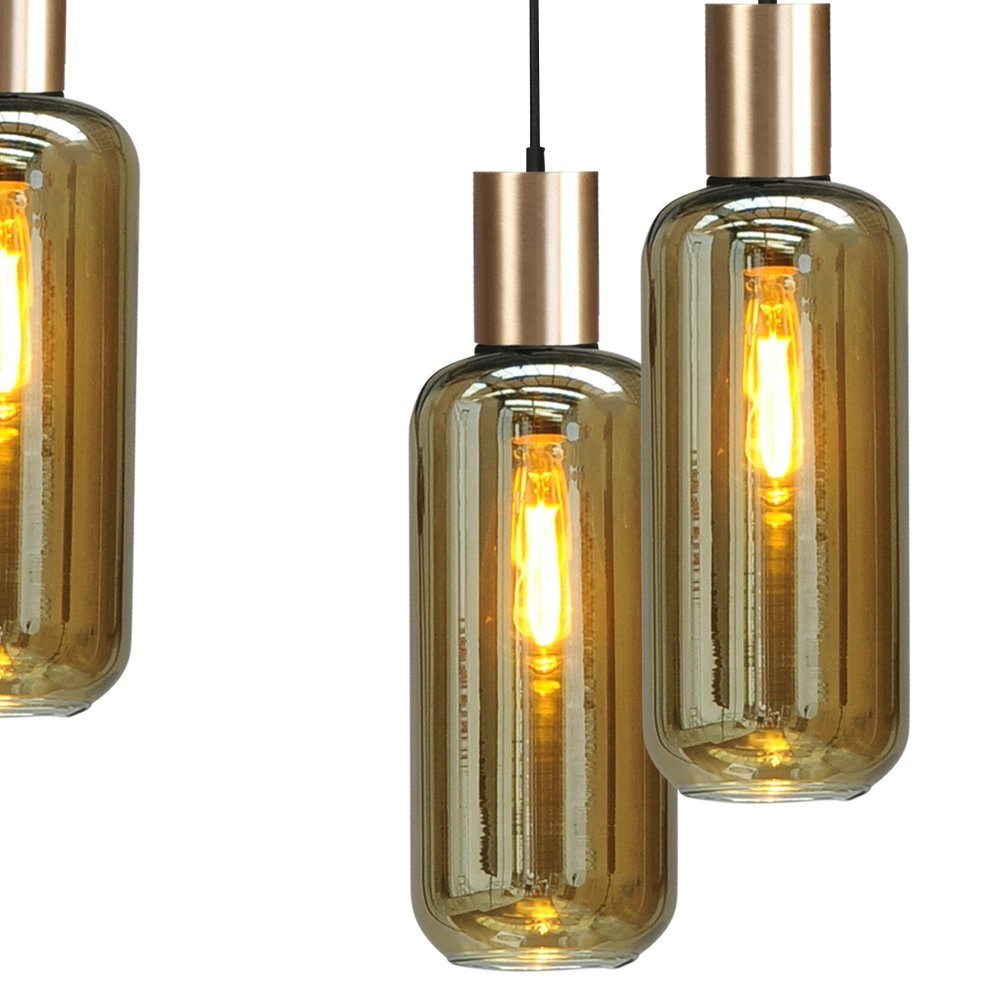 Schwarze Hängelampe mit Gold Bounty 6-flammiges zylindrisches Glas Masterlight 8718121247908