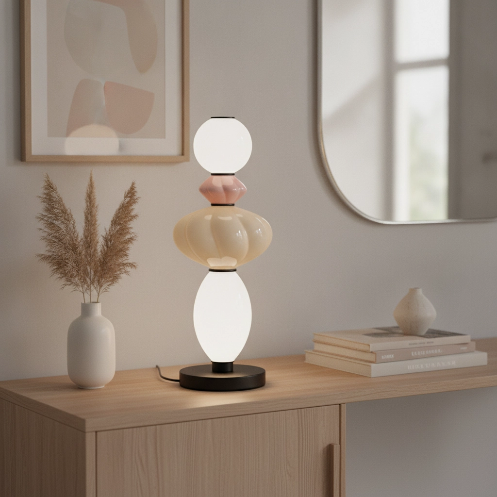Tischlampe Oneta weiß - rosa - beige Lyora 5212017473950