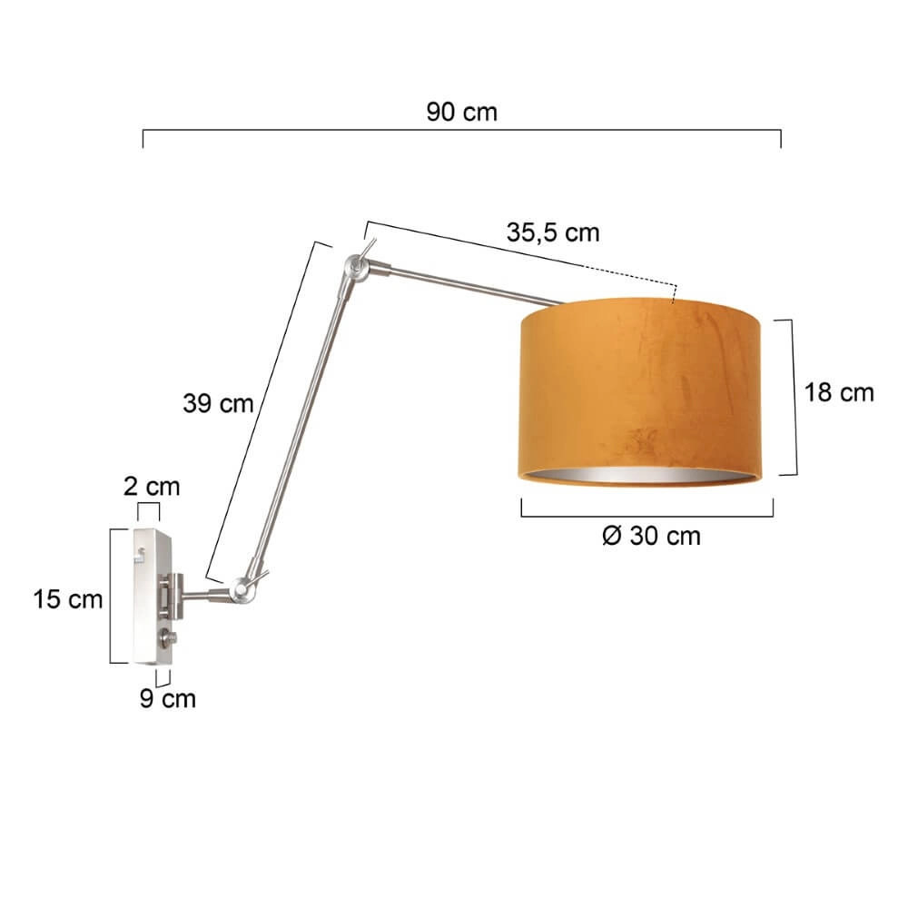 Verstellbare Wandleuchte Prestige Chic mit goldenem Samt Steinhauer 8712746145816