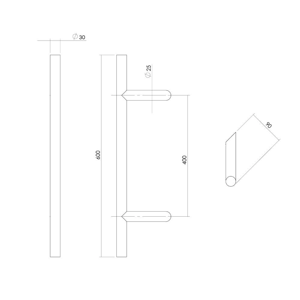 Türgriff T-Form Gripon Abgewinkelter 90cm Edelstahl Intersteel 8714186465103