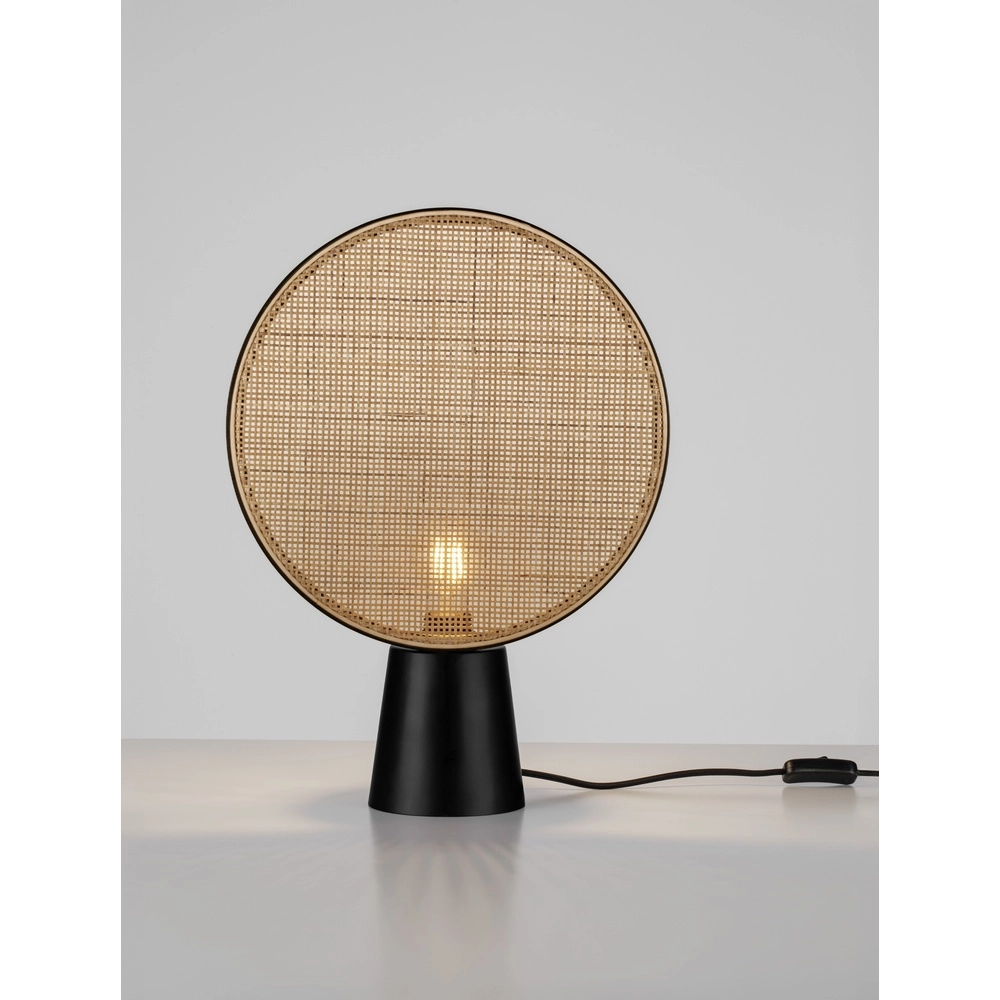 Tischlampe Tiera Ø 35cm Rattan mit schwarz Lyora 5212017477552