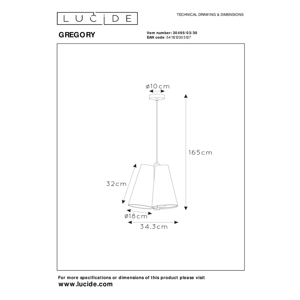 Design-Pendellampe Gregory Schwarz Lucide 5411212303127