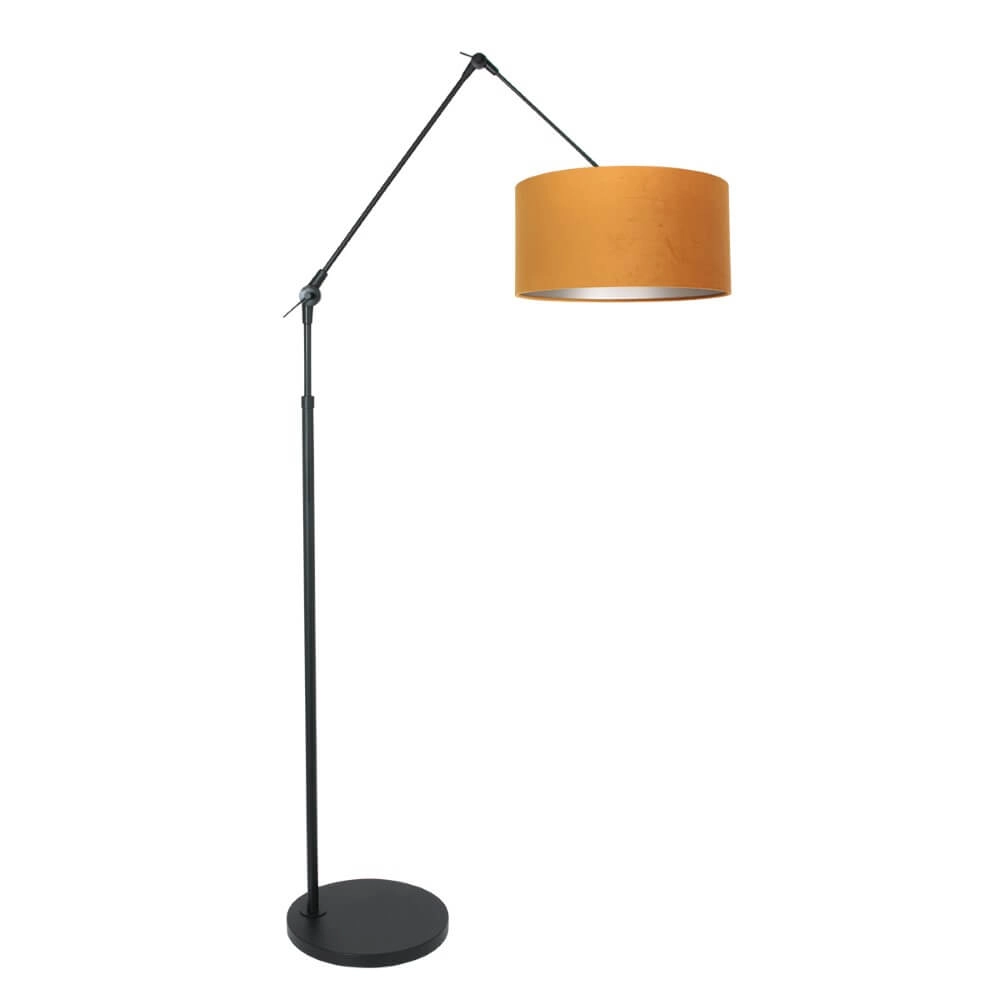 Ländliche Stehlampe Prestige Chic schwarz mit goldenem Samt