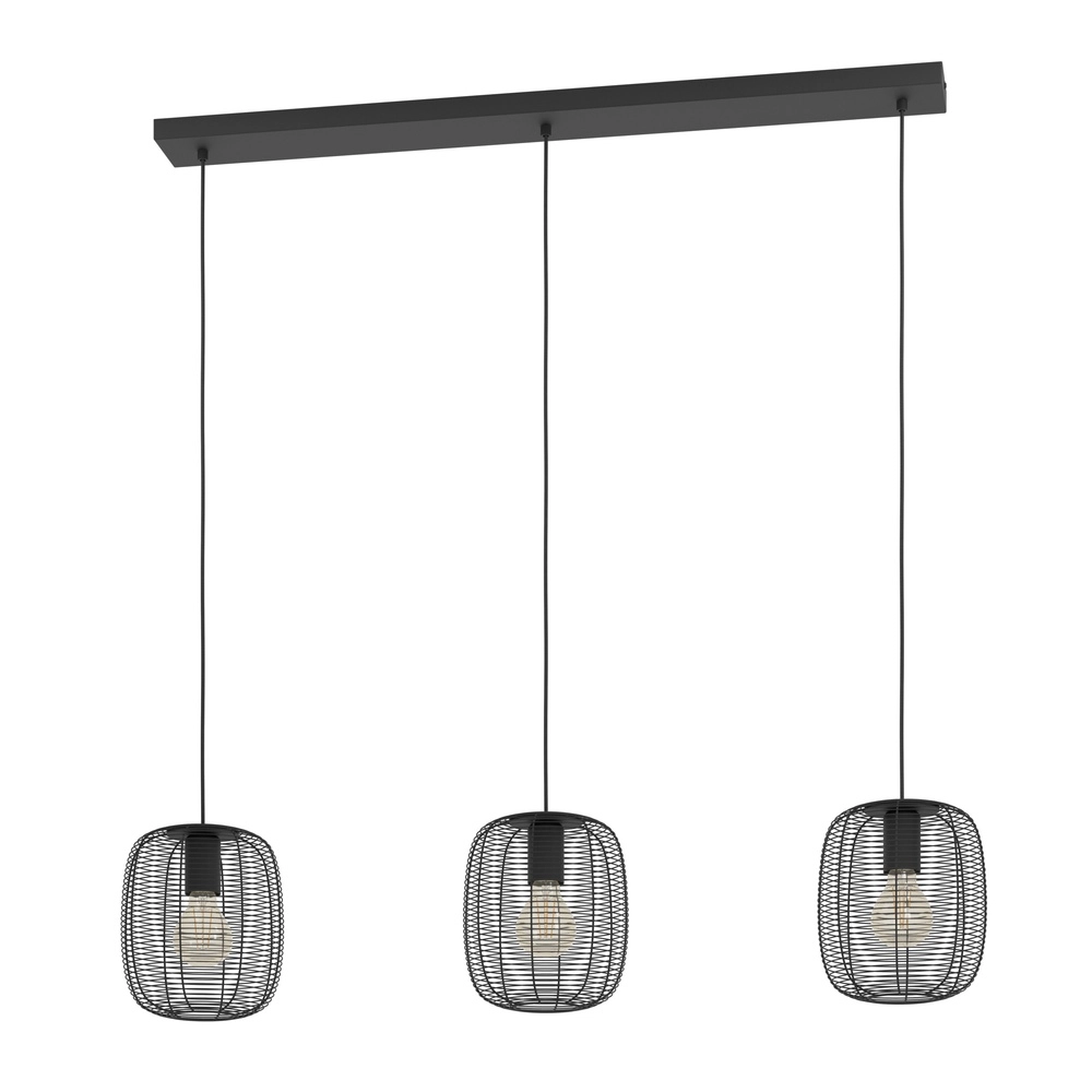 3-Licht-Drahtlampe Derwen 3x E27 - Ø20cm - schwarz