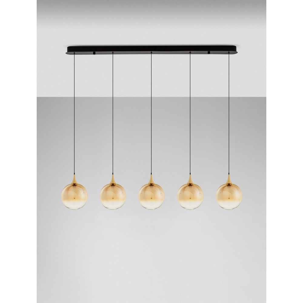 Pendelleuchte Orenda gerades 5-flammiges Braunglas Lyora 5212017477675