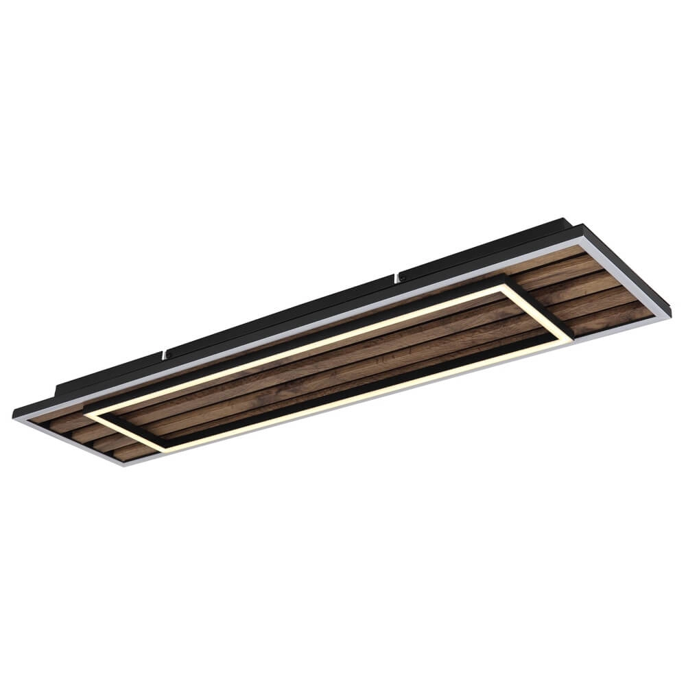 Deckenlampe Woody schwarz mit Holzrechteck Globo 9007371513574