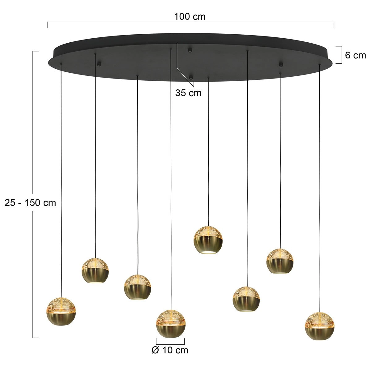 Ovale Pendellampe Belluno 8-Licht-LED – Messing Steinhauer 8712746183993