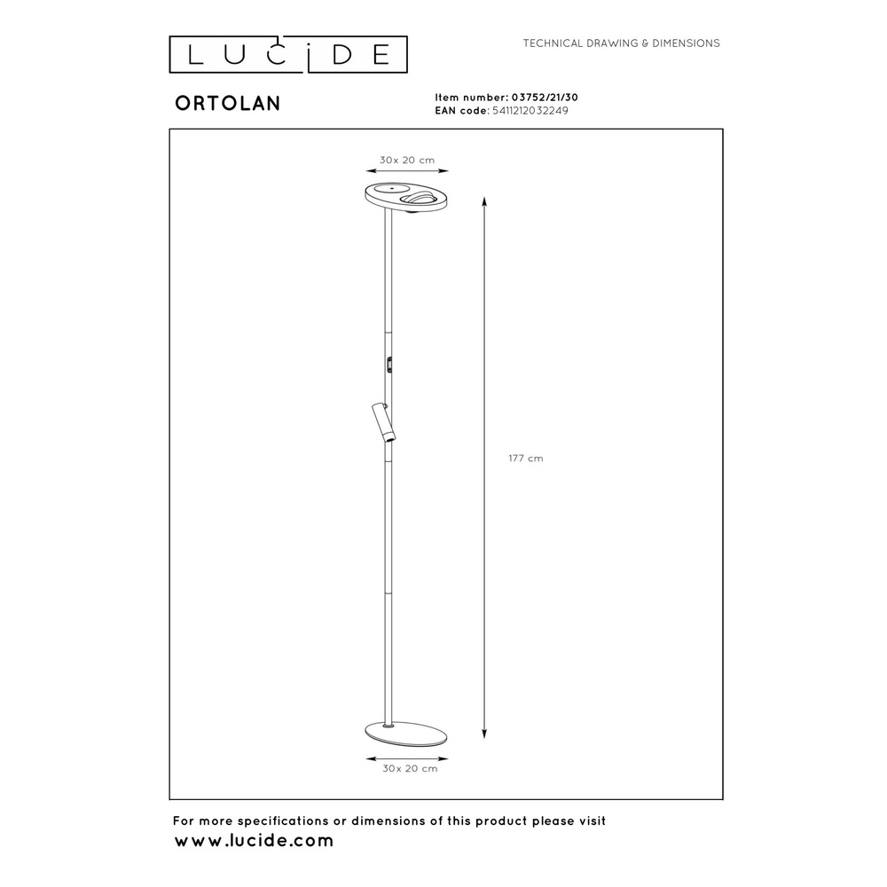 Leselampe Ortolan Schwarz Lucide 5411212032249