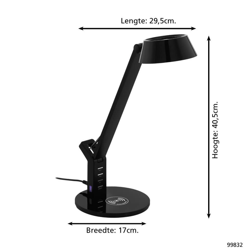 Schwarze Schreibtischlampe Banderalo mit Ladepanel Eglo 9002759998325