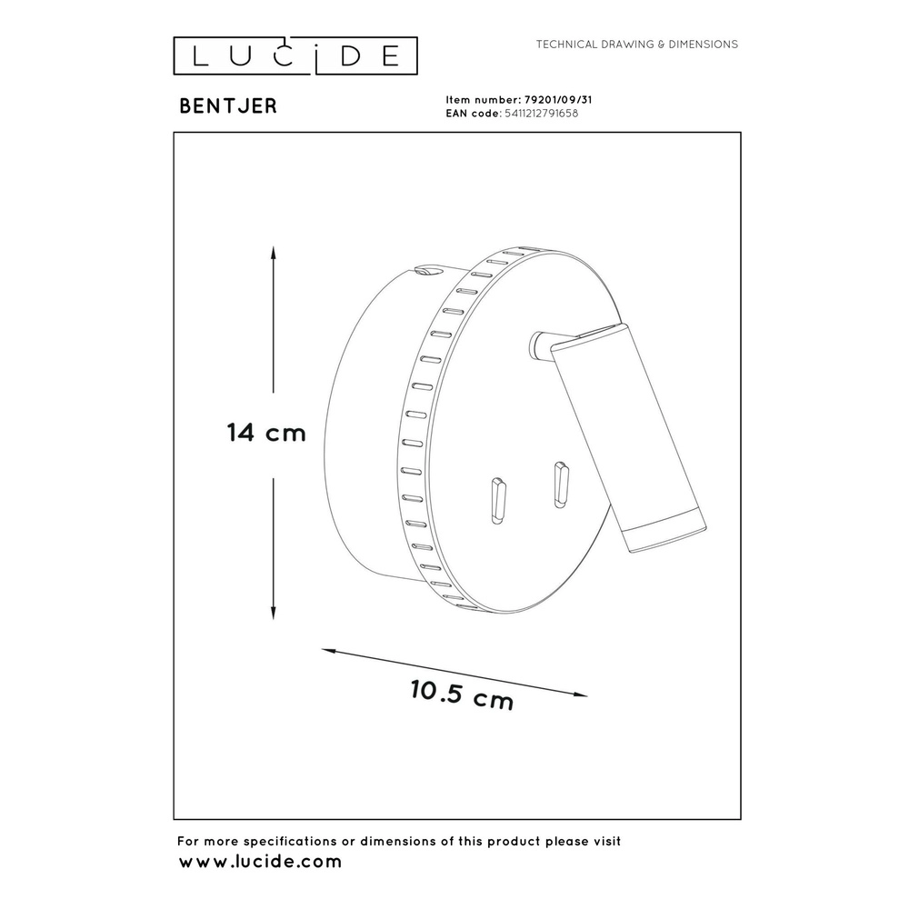 Nachttischlampe Bentjer Weiß Lucide 5411212791658