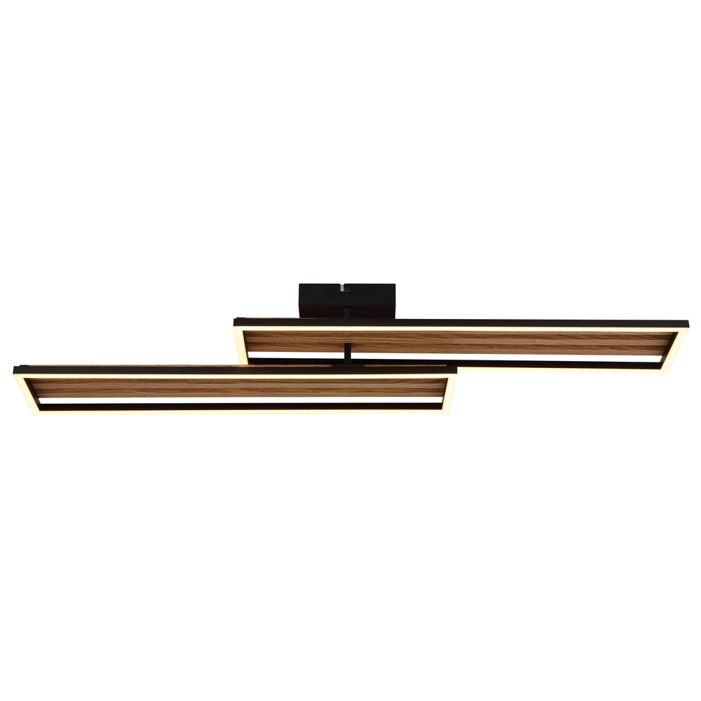 Moderne Deckenlampe Dakari I Schwarz mit Holz 90 cm Globo 9007371528783