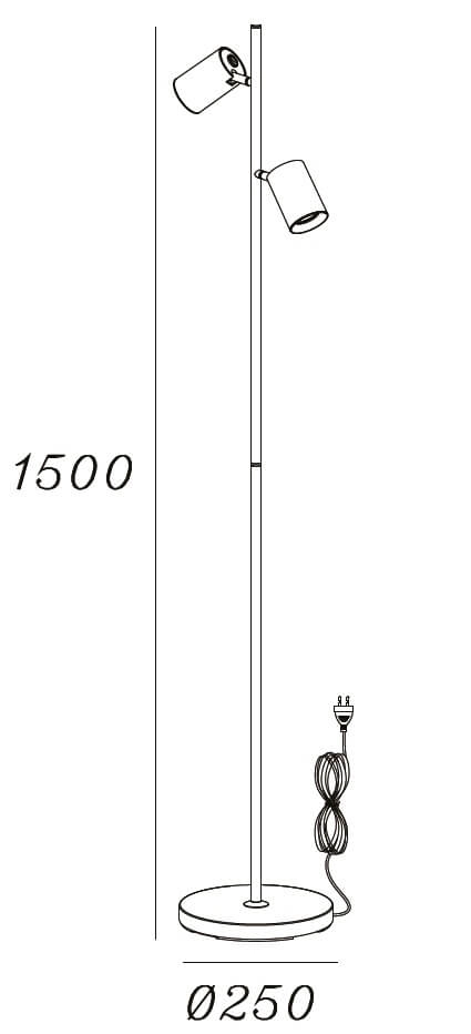 Stehlampe Megano schwarz 2-flammig Artdelight 8720701100664