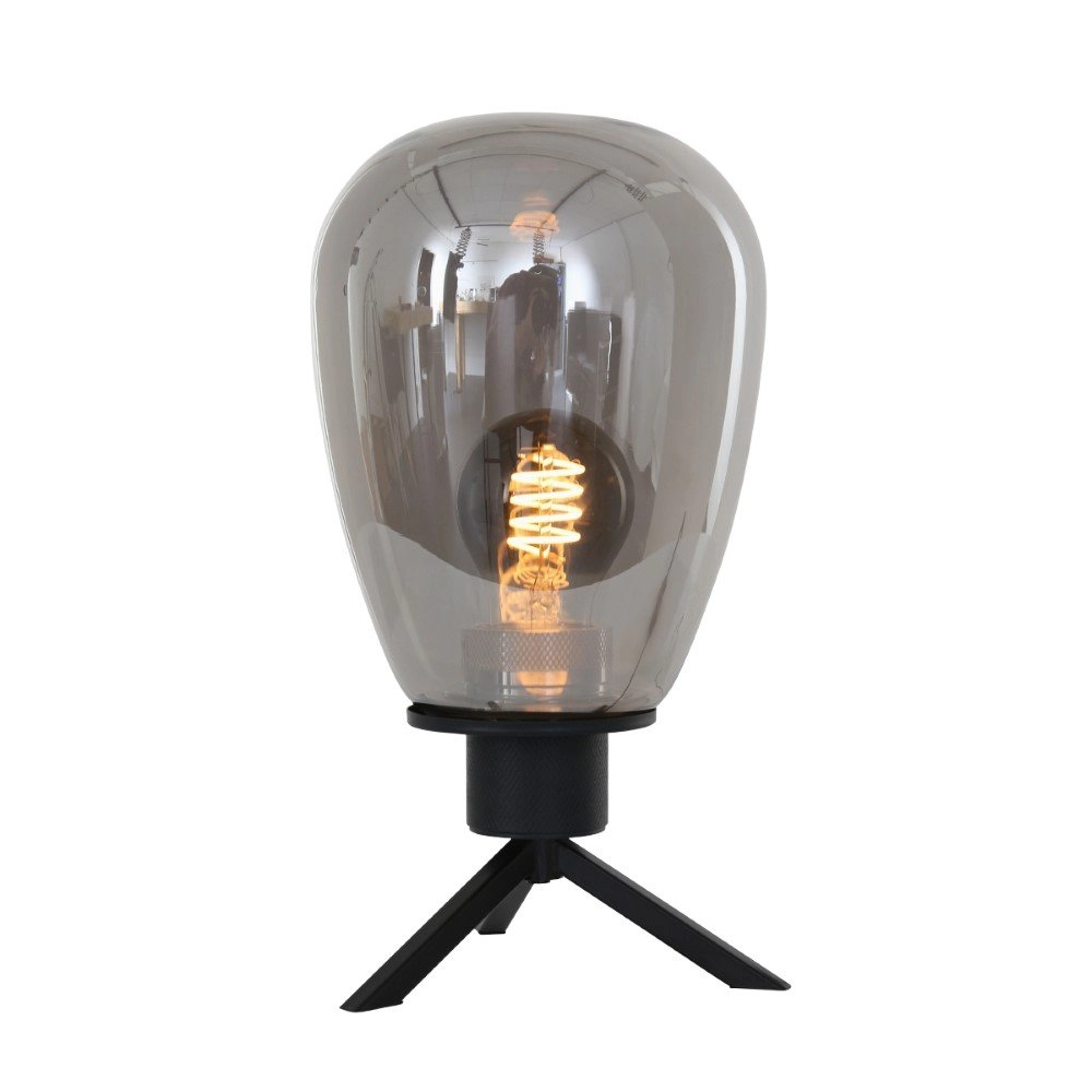 Glastischlampe Reflexion 15 cm schwarz mit Rauchglas