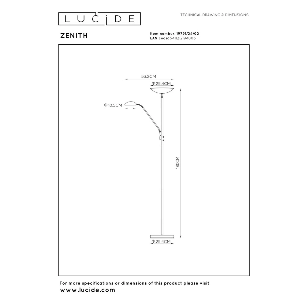 Leselampe Zenith Gold Lucide 5411212194008
