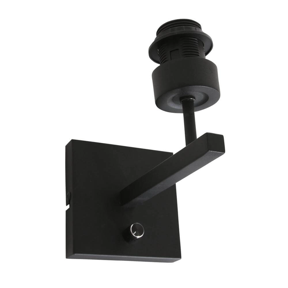 Wandleuchte Stang mit Dimmer schwarz und Strohkappe Steinhauer 8712746172096