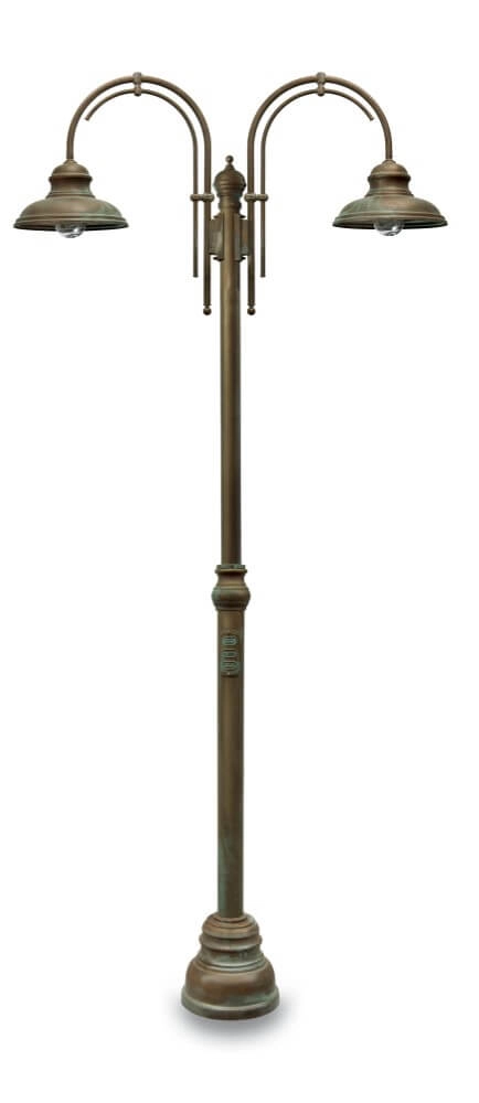 Stehlampe Mill L – gealtertes Messing, 2-flammig