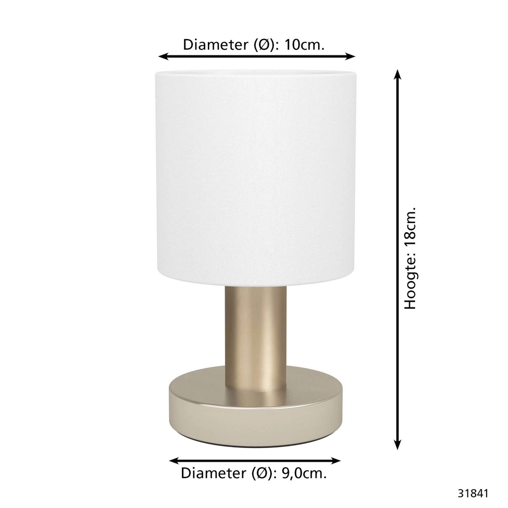 Tischlampe Montetto Nickel mit weißer Kappe Eglo 9002759318413