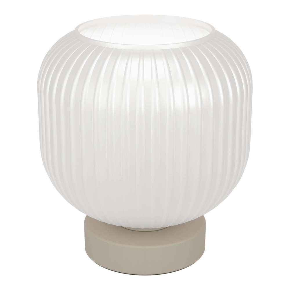 Design-Tischlampe Dasmina Sandbraun mit weißem Ø 20 cm