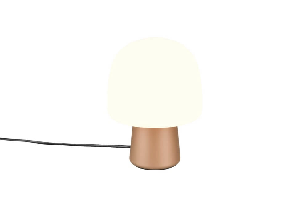 Pilz-Tischlampe Steen Kaffee mit weißem Glas