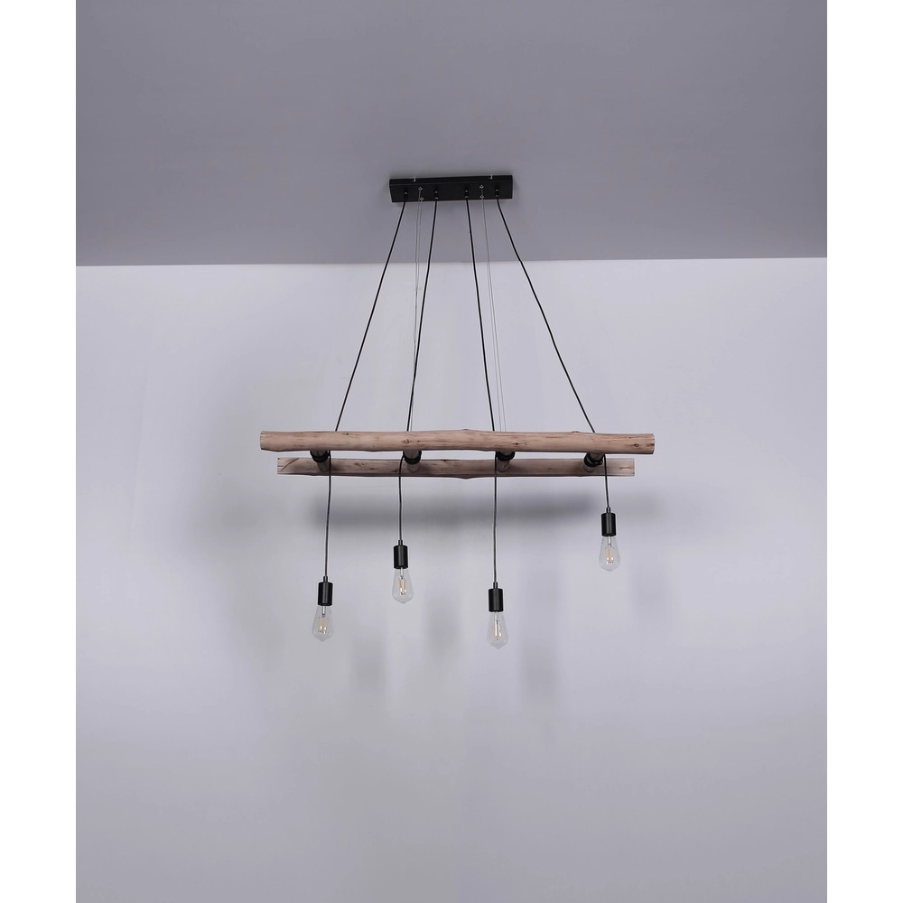 4-Licht Pendellampe Irmgard Holz 190 cm Globo 9007371398577
