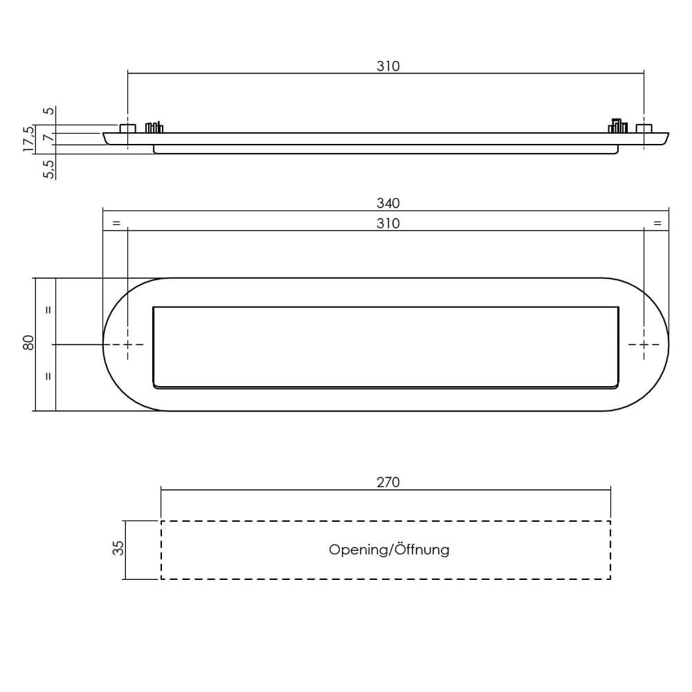 Regenrand des Briefkastens Posta ovales Messing Intersteel 8714186653647