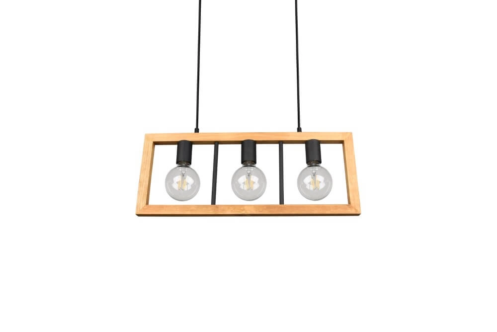Hängelampe Agra 3-helles Holz mit Schwarz Trio 4017807502855