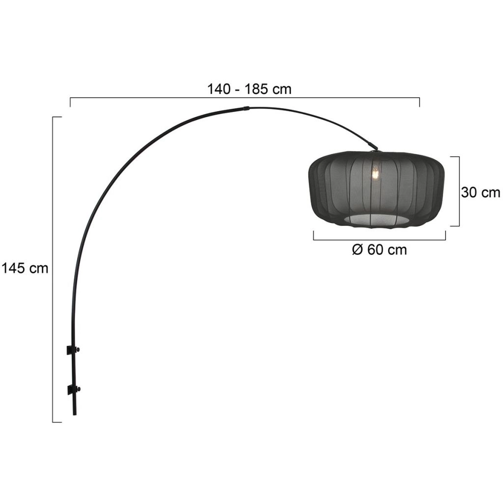 Schwarze Wandlampe Vela Lino mit schwarzem Farbton Ø60 cm Steinhauer 8712746182040