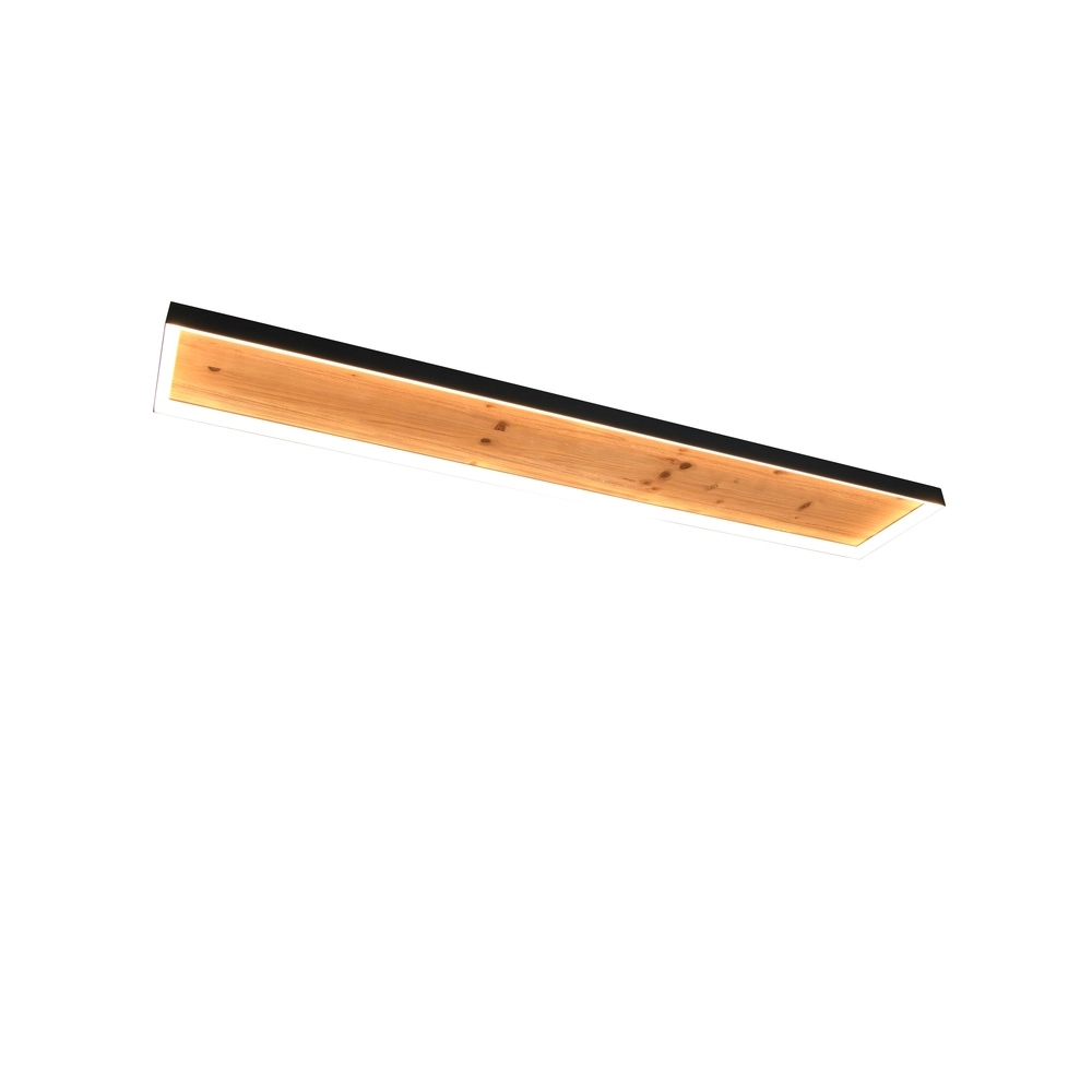 Deckenlampe Kalea Rechteck schwarz mit Holz