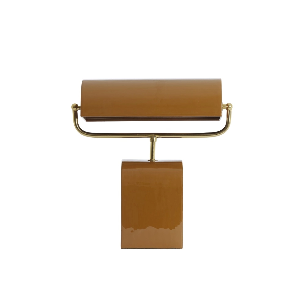 Braune Schreibtischlampe Cardona mit Gold – 1x E27