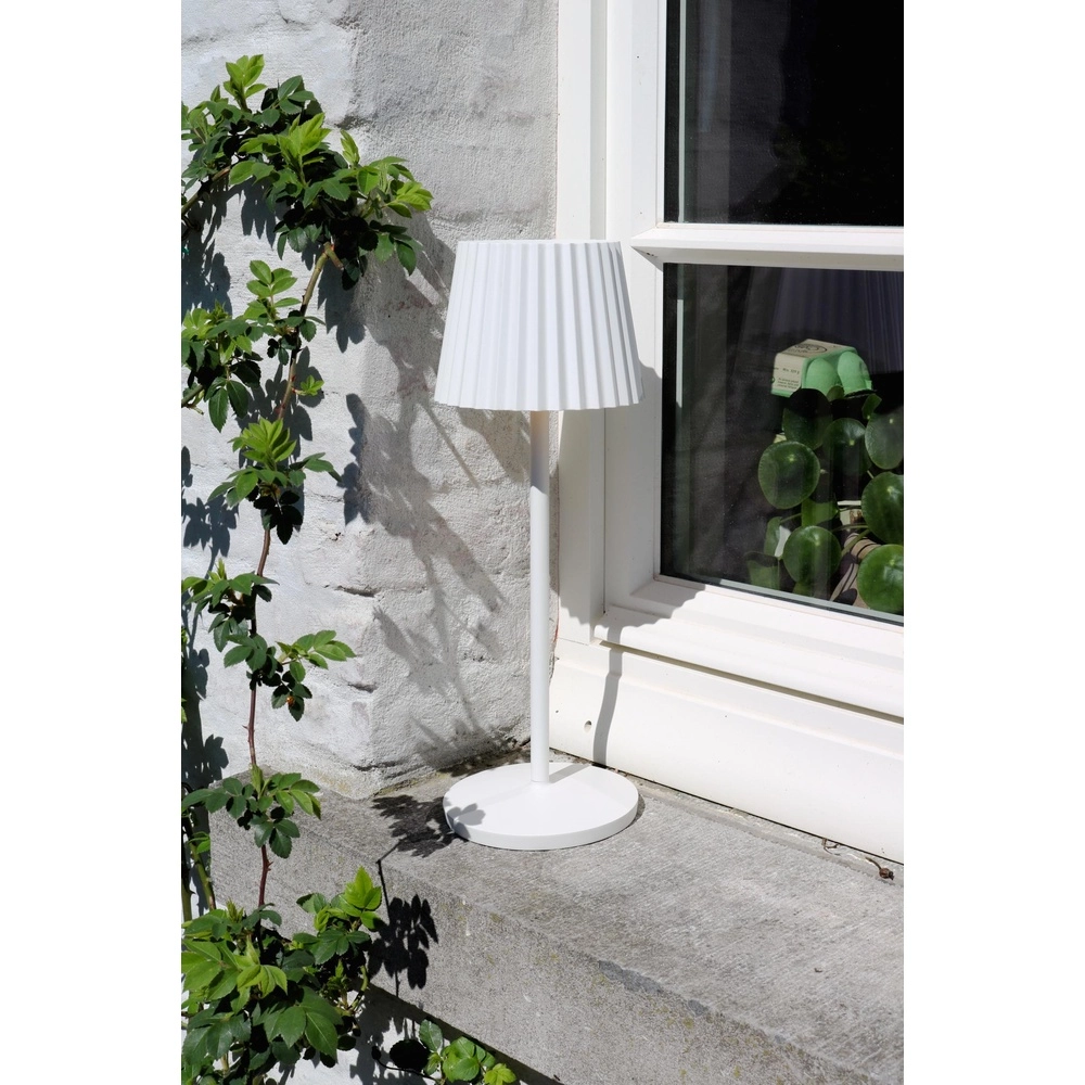 Wiederaufladbare Tischlampe Justine Weiß mit Ladestation Lucide 5411212272188