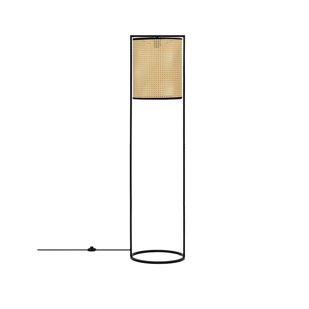 Stehlampe Erto Schwarz und Rattan Lyora 5212017455840