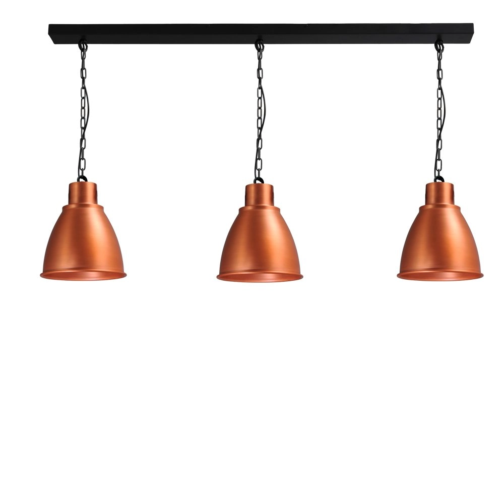 Esszimmerlampe Industria 3x27 rotes Kupfer mit Schwarz