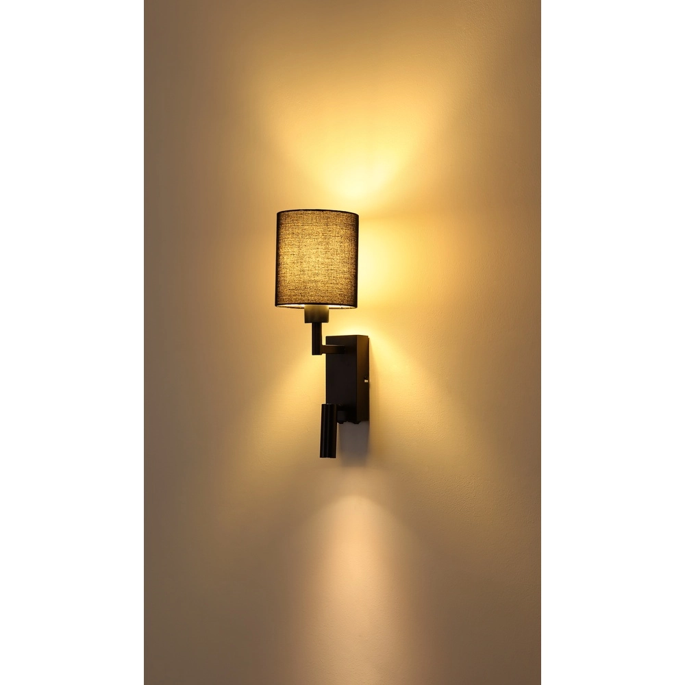 Nachttischlampe Zamora Schwarz mit schwarzer Kapuze Globo 9007371575893