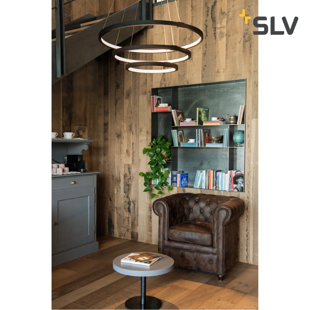 LED Hängelampe One Triple 3-Ringe Ø 80 cm dimmbar schwarz SLV 4024163231077