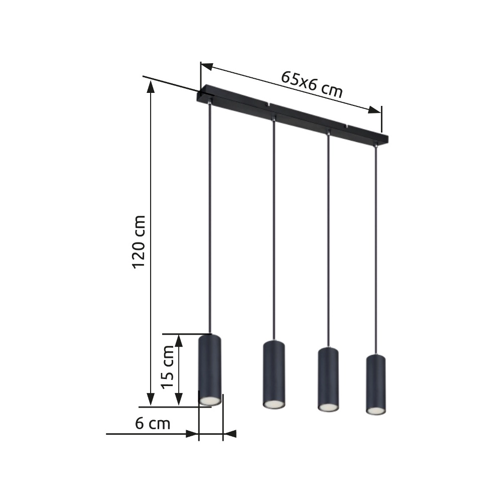 Pendellampe Robby 4-Licht Schwarz Globo 9007371430543