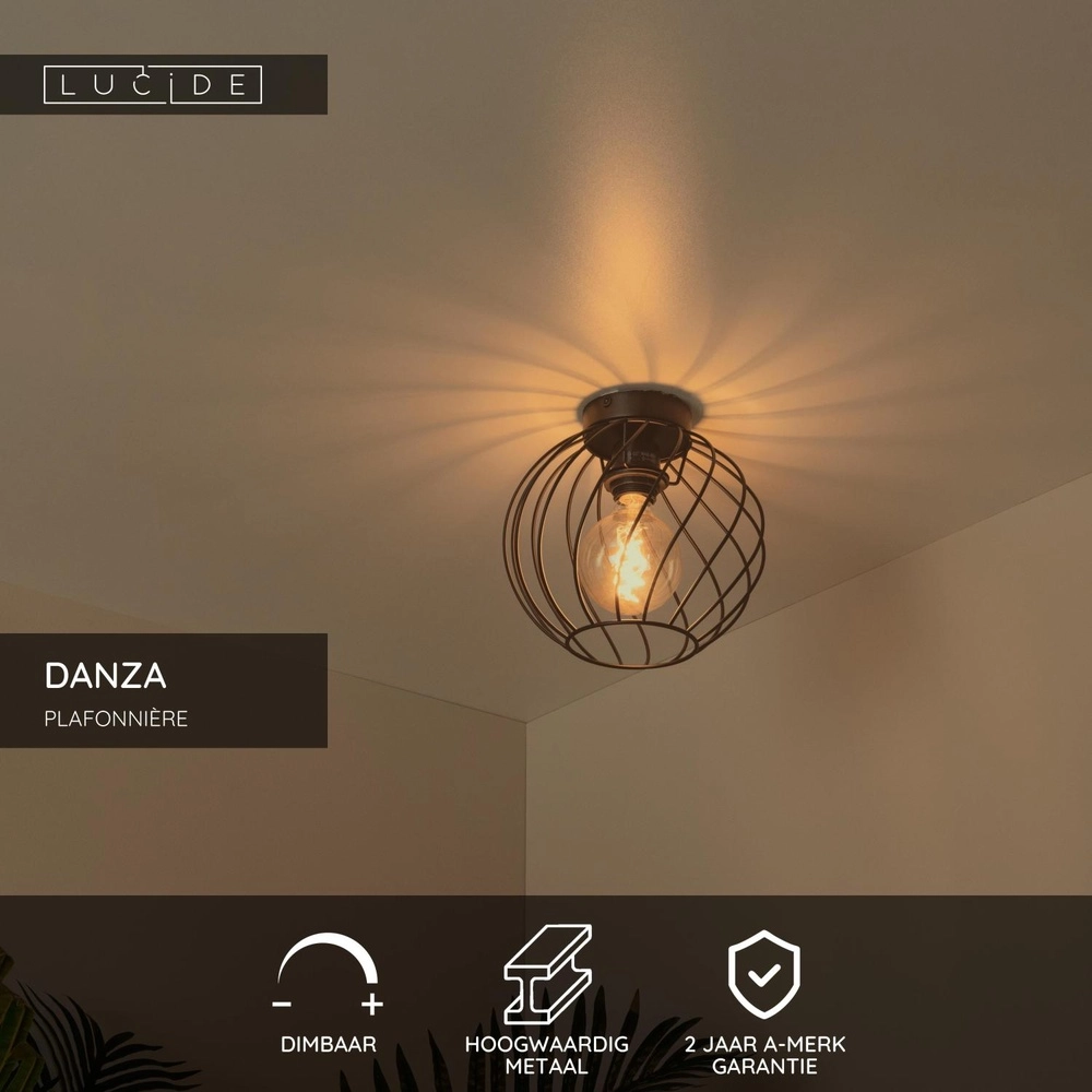 Deckenlampe Danza schwarz Ø 25 cm Lucide 5411212211477