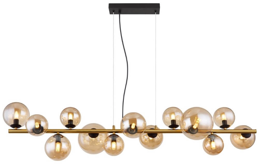 Goldene Hängelampe Riha Design mit Braunglas Globo 9007371448838