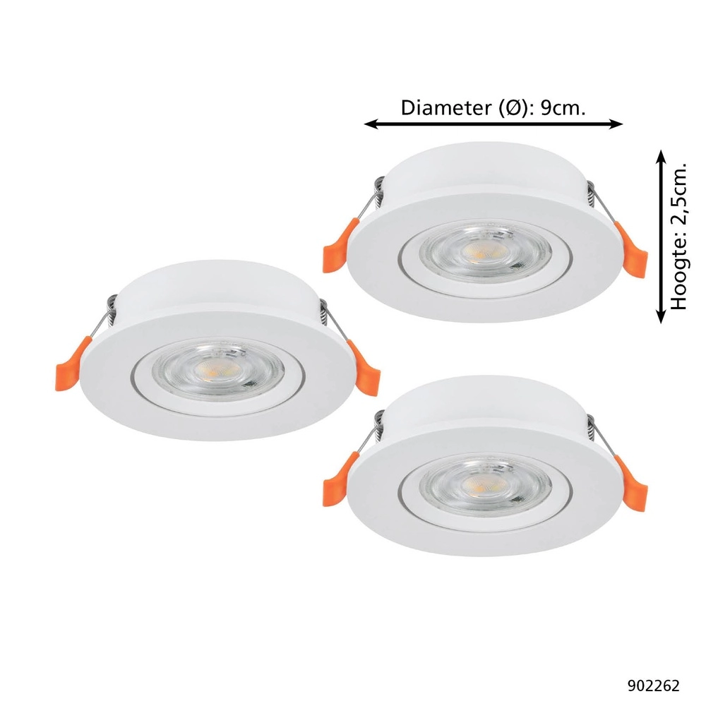 Set mit 3 Einbaustrahlern Barranco weiß Ø 9cm - 3-stufig CCT Eglo 9008606359424